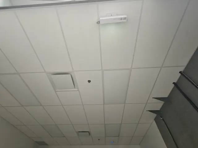 Suspended acoustic ceiling grid with an access panel